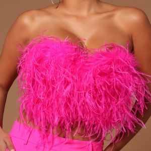 Feather Hot pink crop top